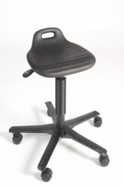 pe4030 pu zit- en stahulp met open handgreep in de rug, zithoogte standaard, standaard kruispoot, wielen of vloerdoppen naar keuze