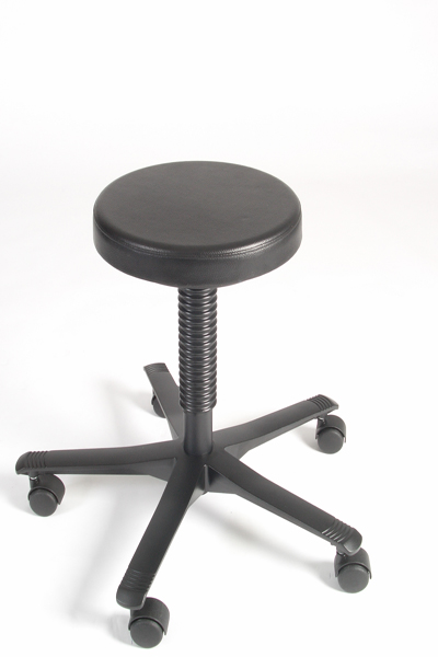 pe3060  tabouret met ronde polyurethaan zitting opdik, zithoogte standaard, standaard kruispoot, wielen of vloerdoppen naar keuze